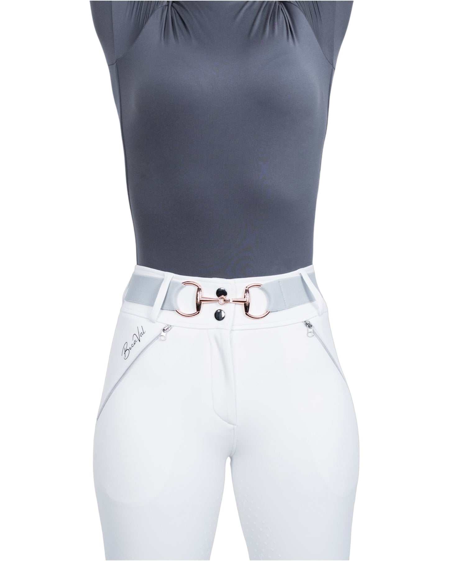 BecaVal Horse Bit Belt in Soft Grey w/Rose Gold