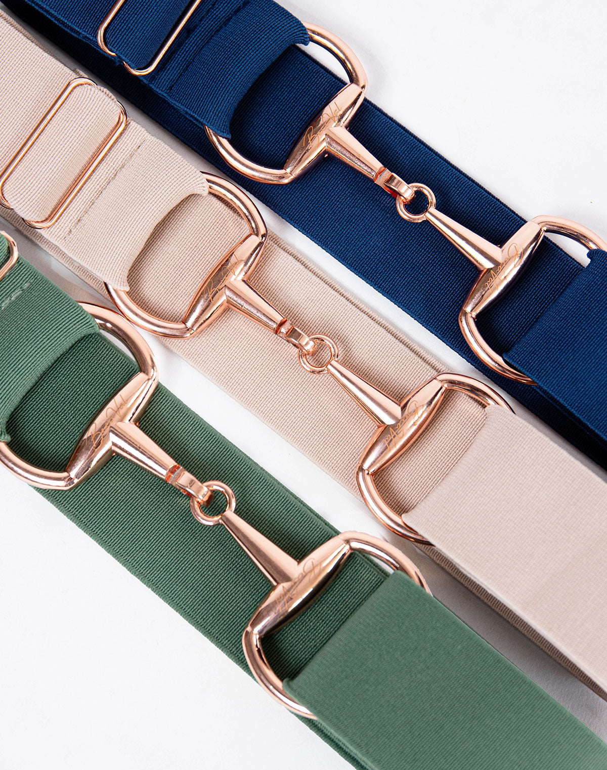 BecaVal Horse Bit Belt in Navy Blue w/ Rose Gold