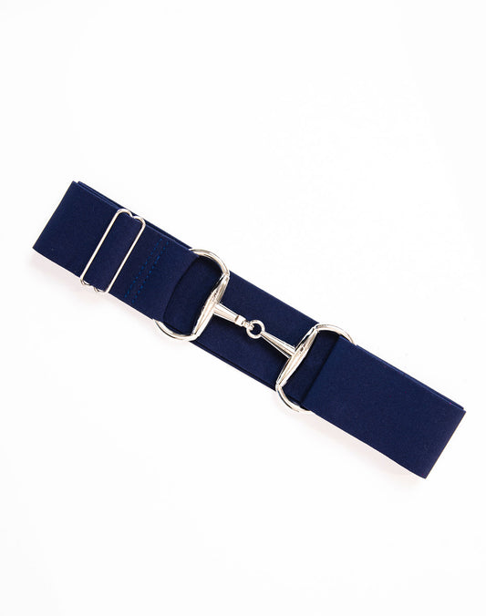 BecaVal Horse Bit Belt in Navy w/ Silver